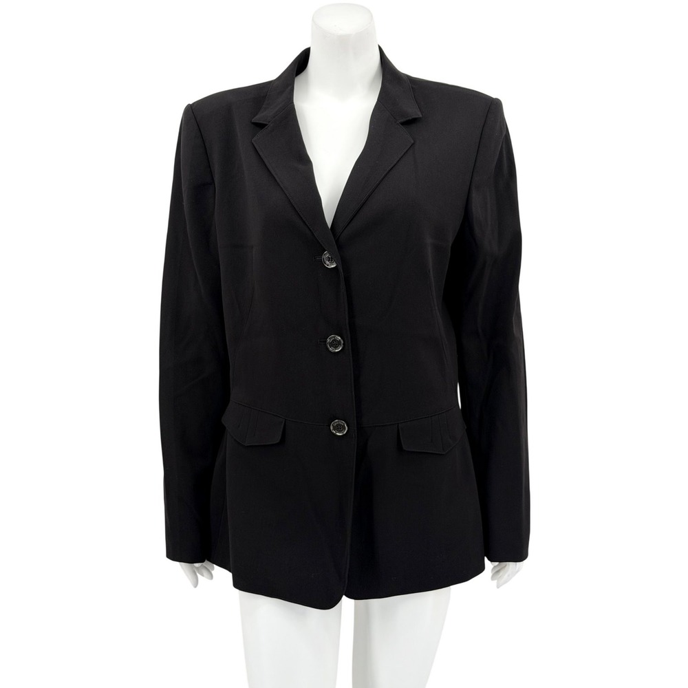 Calvin Klein Blazer Womens 16 Black Stretch Lined Office Business Minimalist